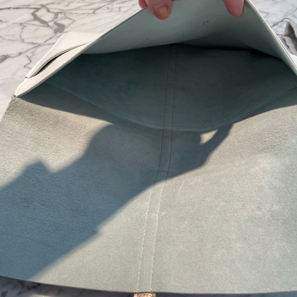 Saks Fifth Ave White Leather Clutch - Picture 6 of 7